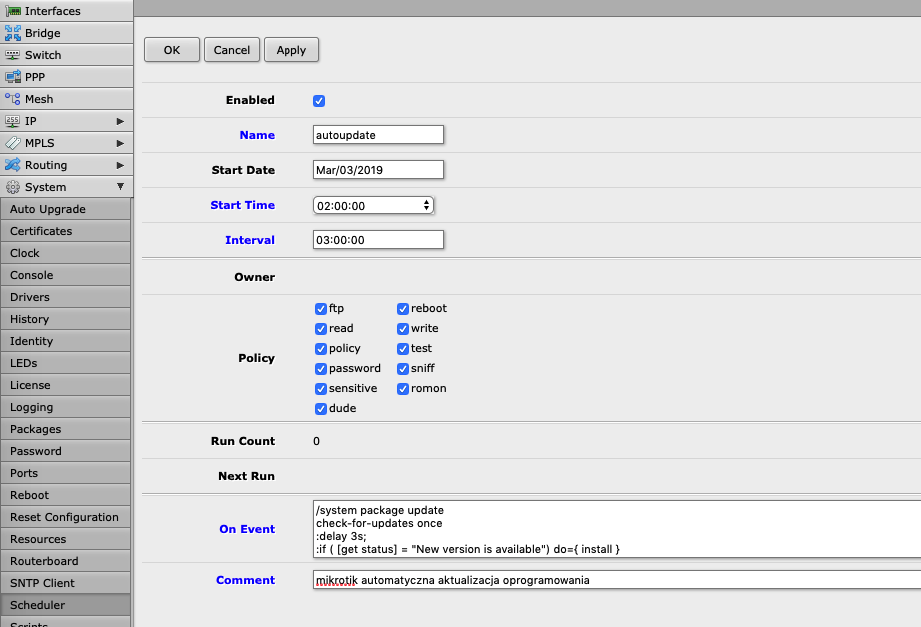 autoupdate mikrotika